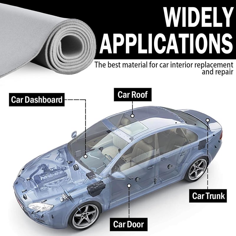 Kefly Gray Mesh Headliner Fabric 96" L × 60" W with Foam Backing, Auto Interior Roof Replacement Material for Car, SUV, Boat, Pickup, Truck, RV, Home Repair - Image 4
